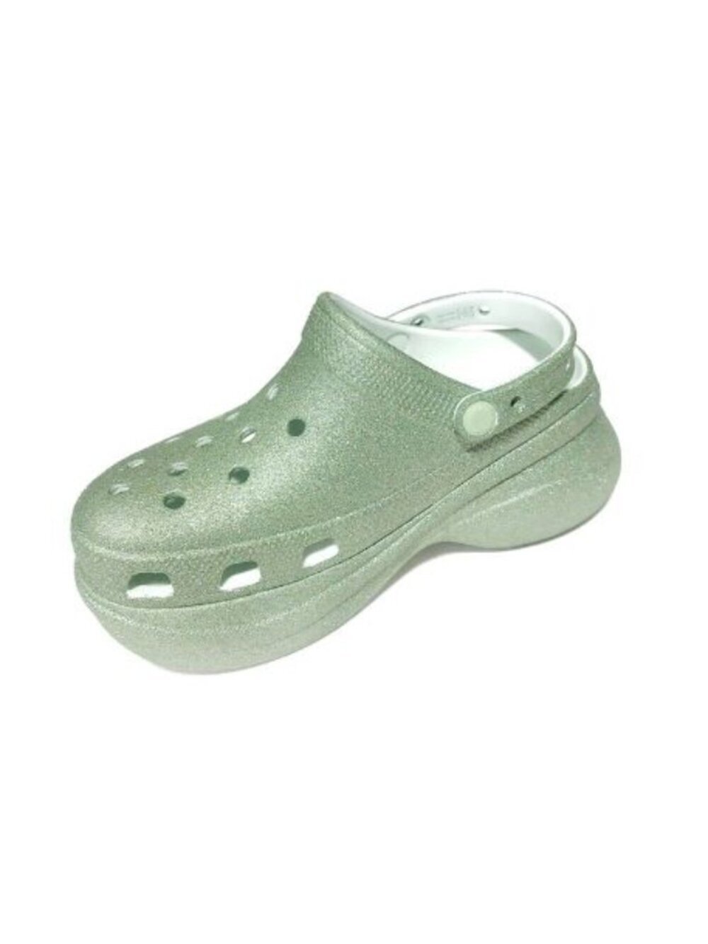 CROCS Classic Bae Glitter Slip On Platform Clogs Womens Size 9 Sandals Mint Tint - Picture 3 of 10